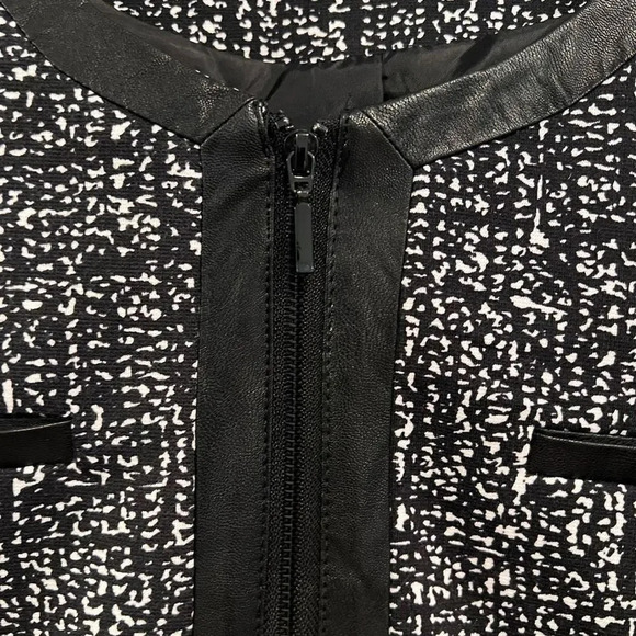 Covington Size Large Blazer Full Zip Black White Leather Trim Career Jacket - Picture 6 of 10